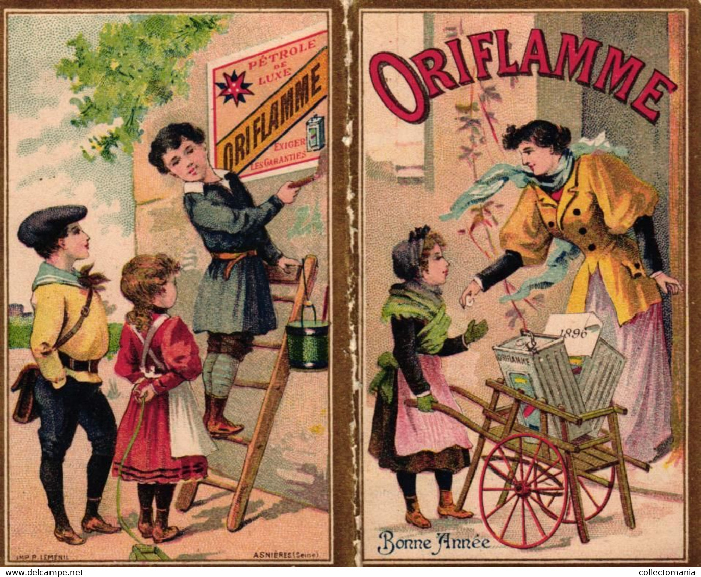 1 Calendrier 1896 Oriflamme Pétrole De Luxe Imp. Leménil Asnières - Formato Piccolo : ...-1900