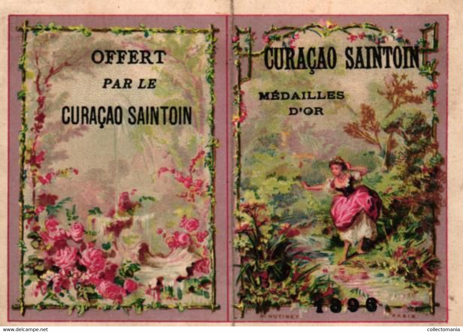1 Calendrier 1896 Curaçao Saintoin  Lith. Hutinet - Formato Piccolo : ...-1900