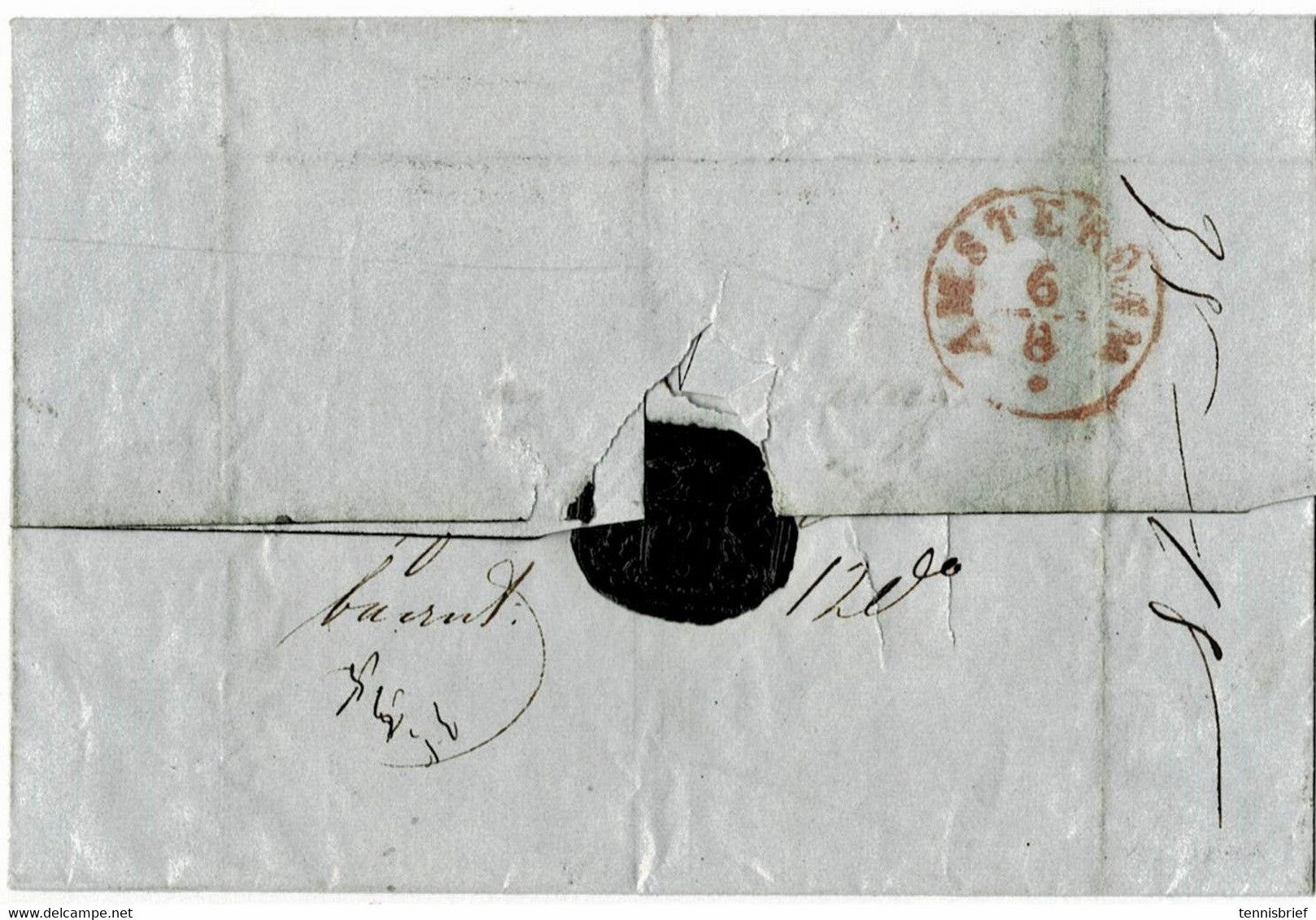 1845, Schiffs-Brief Hamburg ,nach Amsterdam   A4590 - ...-1852 Precursores