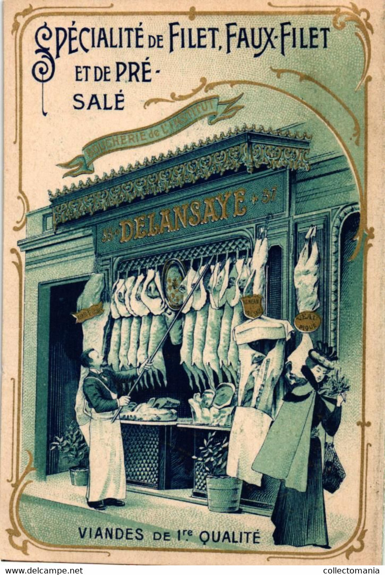 1 Calendrier 1901  Boucherie De L'Institut Delansaye Rue De Seine PARIS Spécialité De Filet,Faux-Filet Et De Pré - Salé - Small : 1901-20