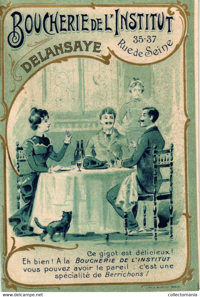 1 Calendrier 1901  Boucherie De L'Institut Delansaye Rue De Seine PARIS Spécialité De Filet,Faux-Filet Et De Pré - Salé - Formato Piccolo : 1901-20