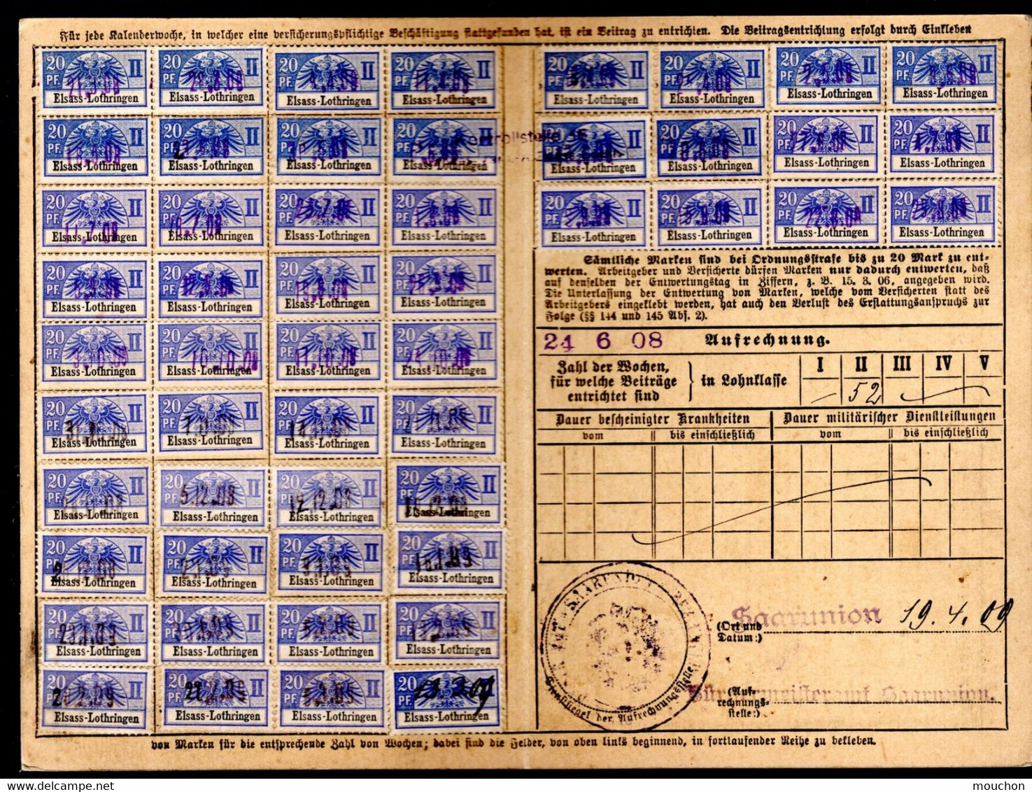 Carte Quitance Des Assurances Sociales - Quittungsfarte - Autres & Non Classés