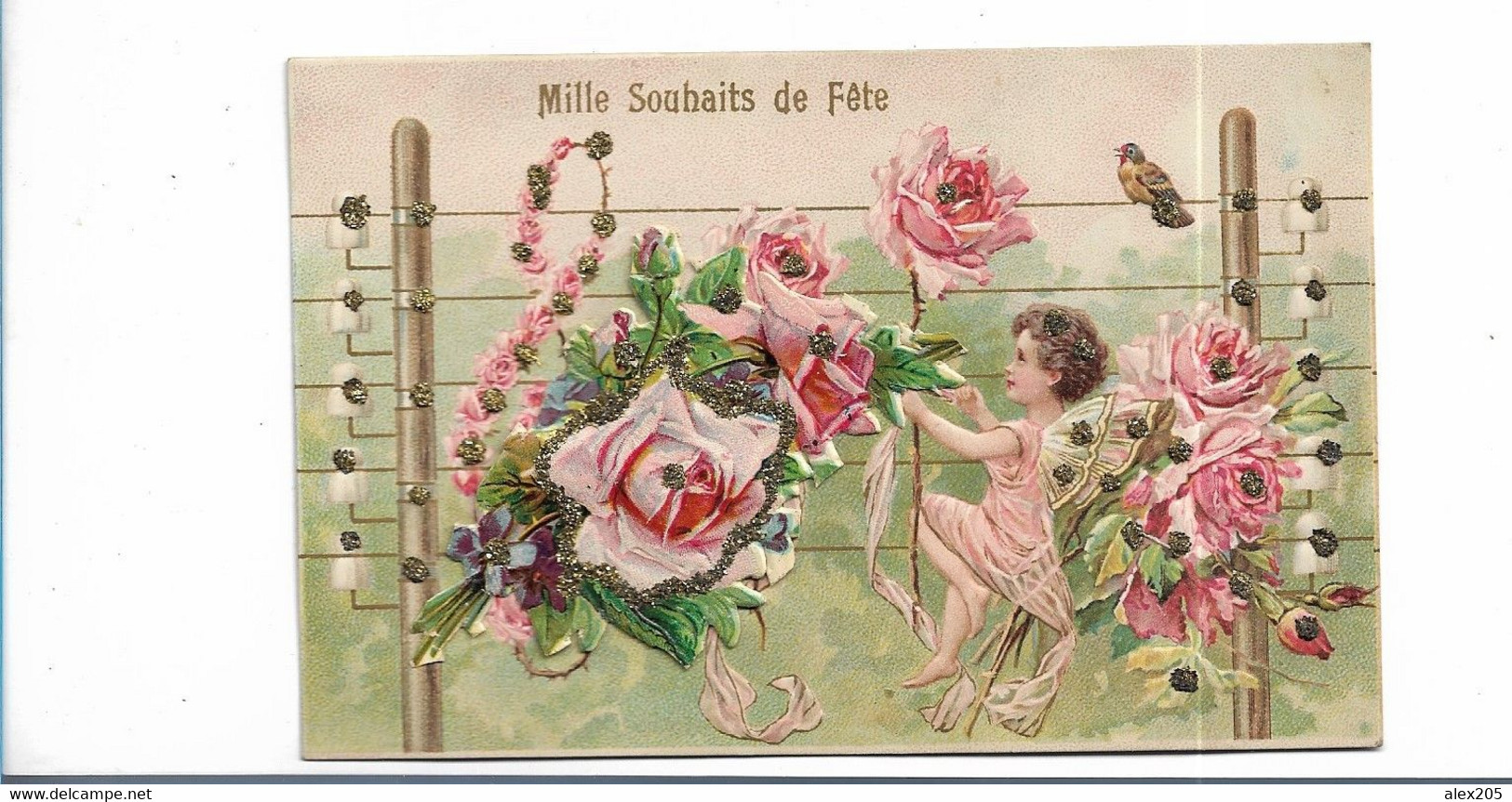 Carte Gaufrée Ange Fleur  Kf éditeur - Engelen