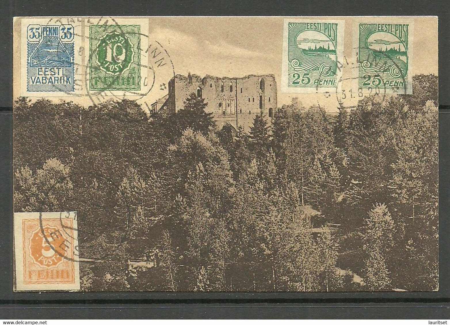 Estland Estonia 1920 O Tallinn Post Card To Germany Michel 6  & 8 & 10 & 15 - Estonia