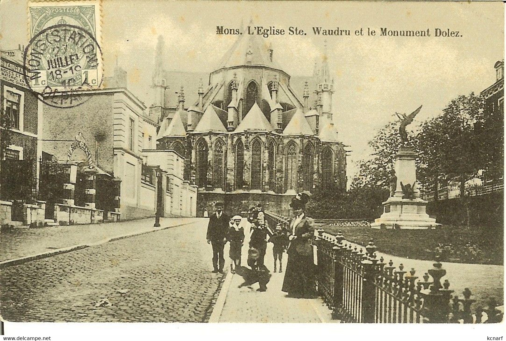 CP De MONS " L'Eglise Ste. Waudru Et Le Monument Dolez  " - Mons