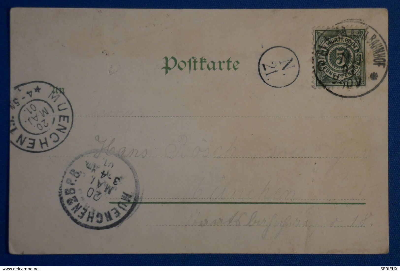P22 WURTENBERG ALLEMAGNE BELLE CARTE 1901 ULM POUR MUNSCHEN + AFFRANCH. INTERESSANT - Enteros Postales