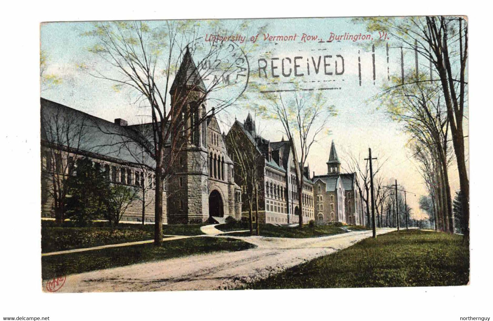 Burlington, Vermont, USA, "University Of Vermont Row, Burlington, Vt.". 1906 Undivided Back Postcard - Burlington