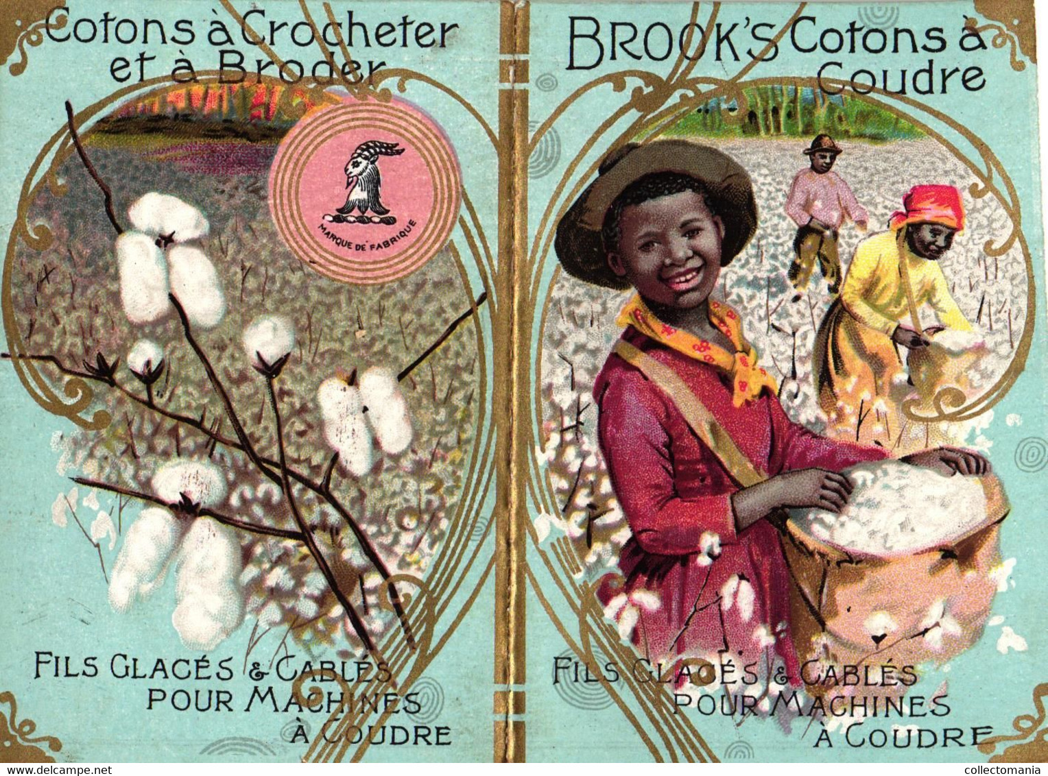 1 Calendrier 1897   BROOK's Coton à Coudre Crochet à Broder Marque JBB De Fabrique  Ceuillette De Coton - Klein Formaat: ...-1900