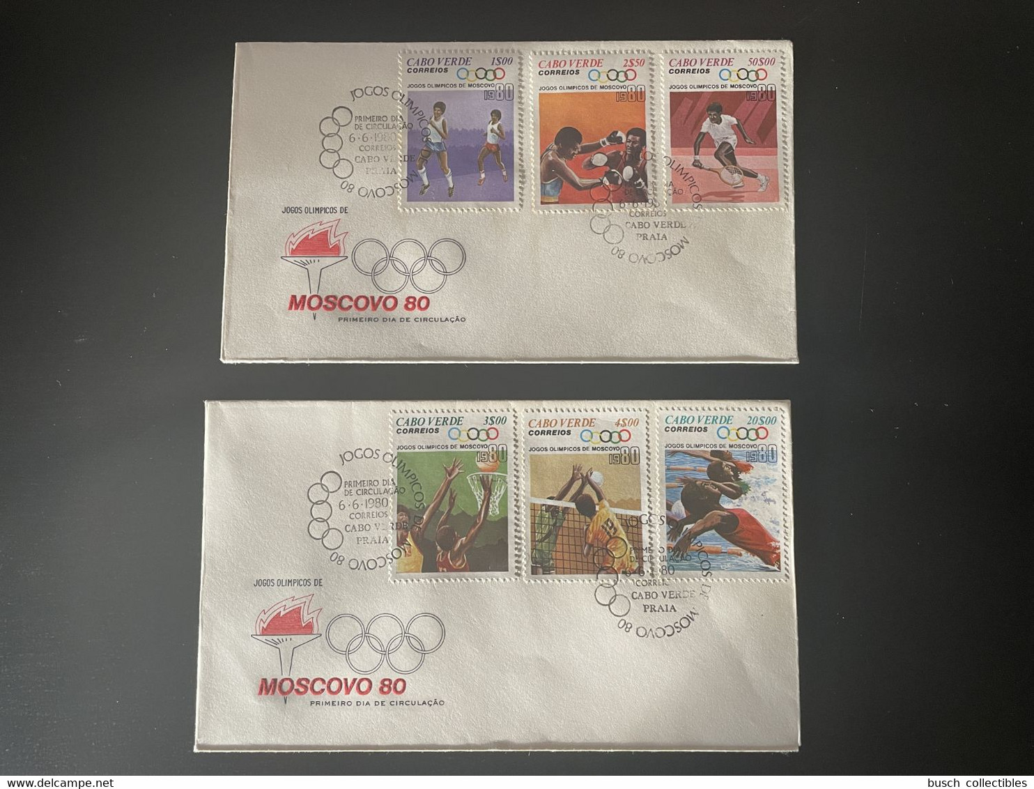 Cape Verde Cabo Verde 1980 Mi. 407 - 412 FDC Olympic Games Jeux Olympiques Olympia Moscou Moscow Moskau - Isola Di Capo Verde