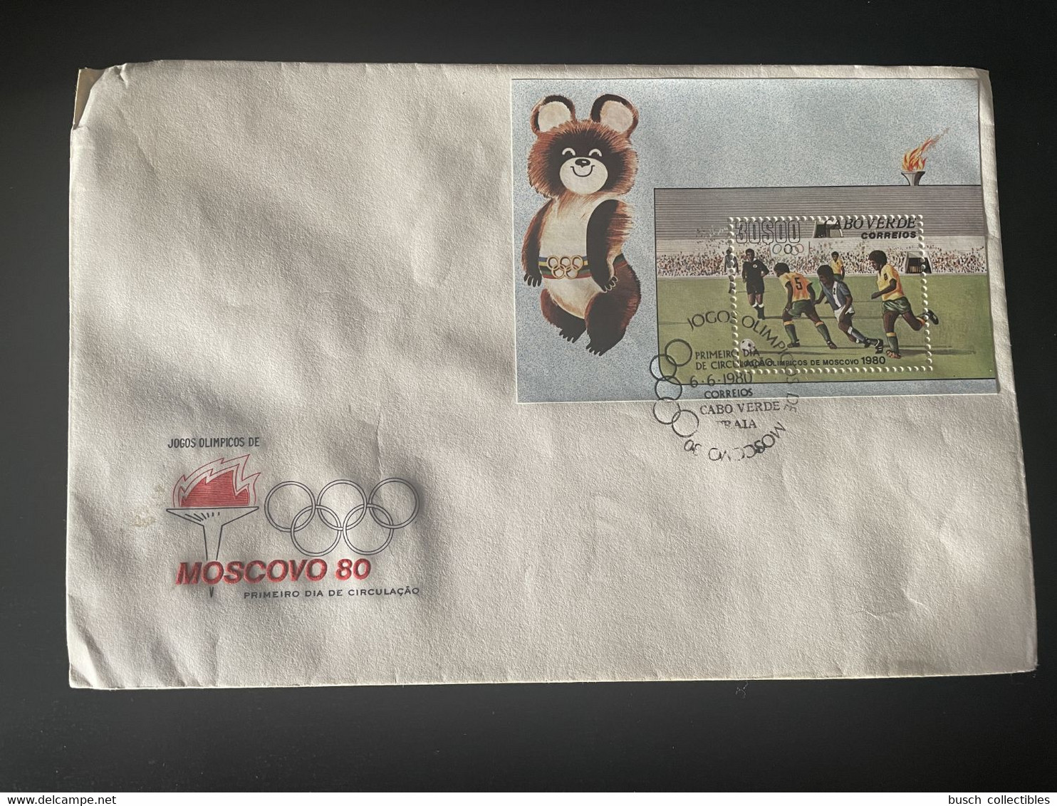 Cape Verde Cabo Verde 1980 Mi. Bl. 2 FDC Olympic Games Jeux Olympiques Olympia Moscou Moscow Moskau - Cape Verde