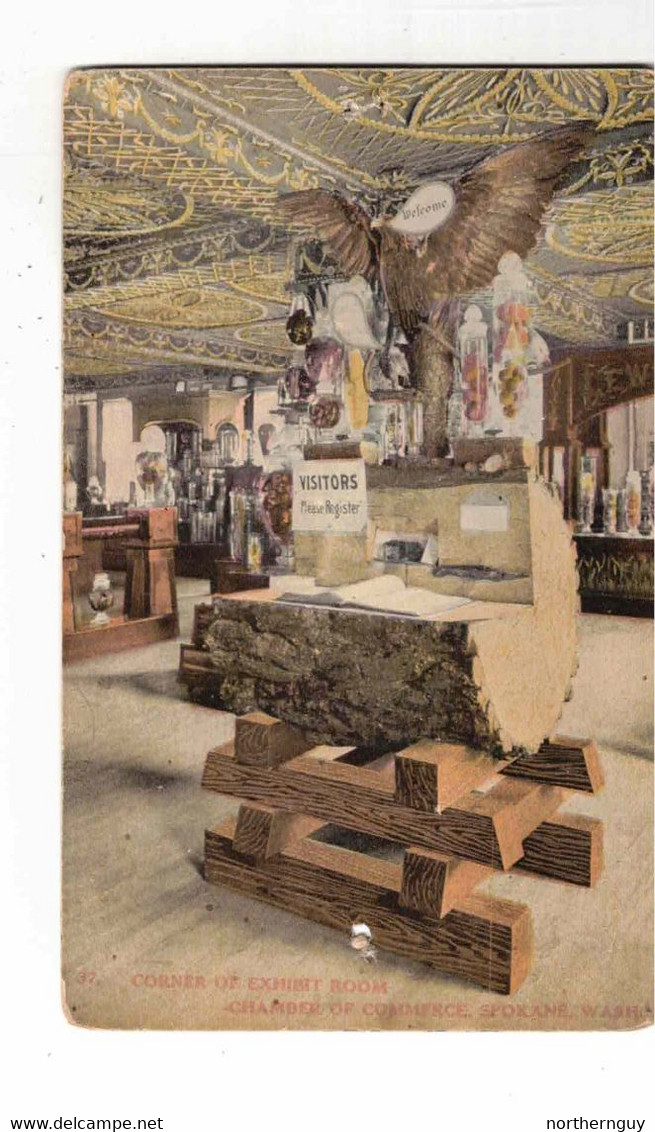 Spokane, Washington, USA, "Corner Of Exhibition Room, Chamber Of Commerce, Spokane, Wash.", Pre-1915 Postcard - Spokane