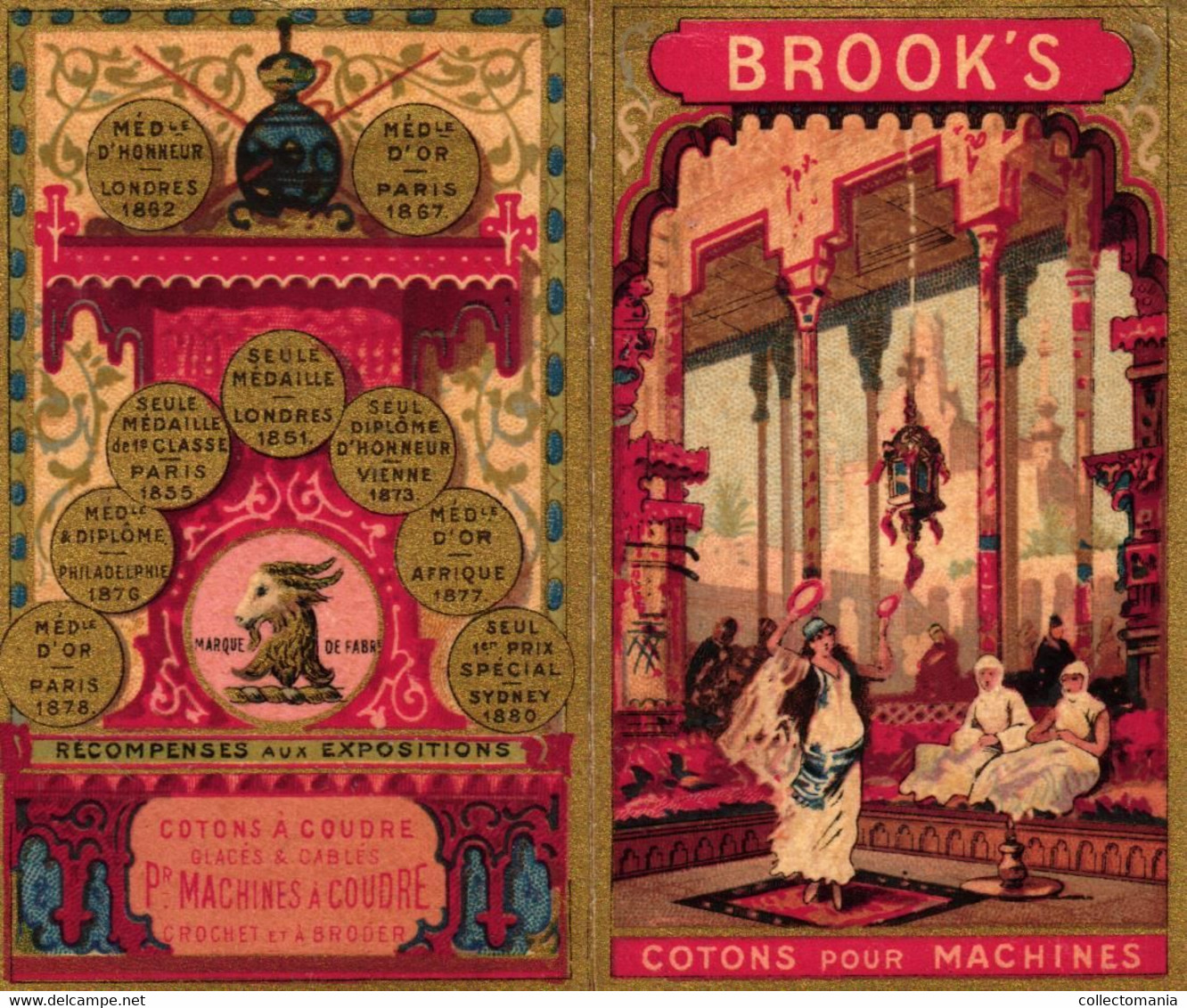 1 Calendrier 1883  BROOK's Coton à Coudre Crochet à Broder Marque JBB De Fabrique Arabian Dance - Small : ...-1900