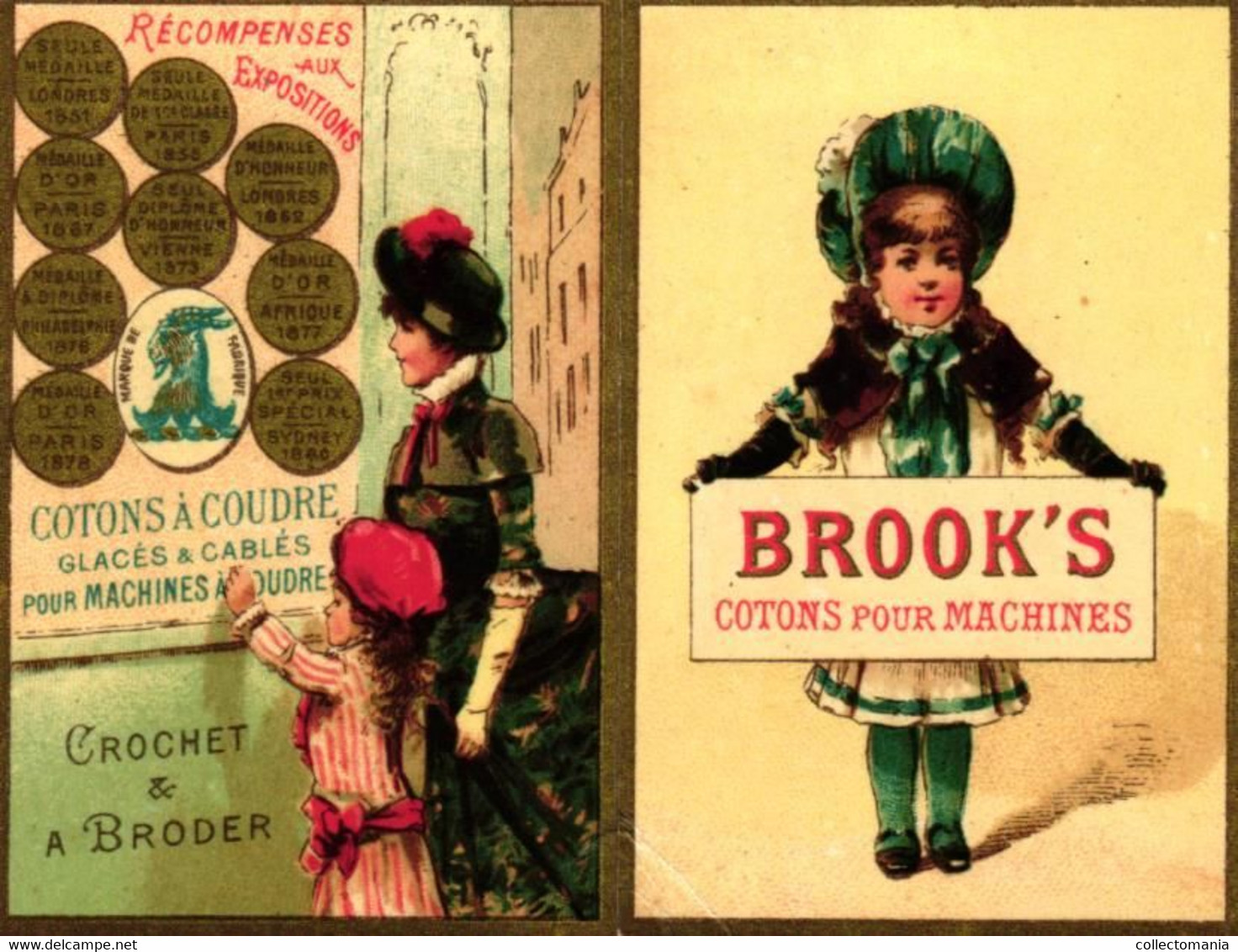 1 Calendrier 1885  BROOK's Coton à Coudre Crochet à Broder Marque JBB De Fabrique Lith.Testu & Massin - Klein Formaat: ...-1900