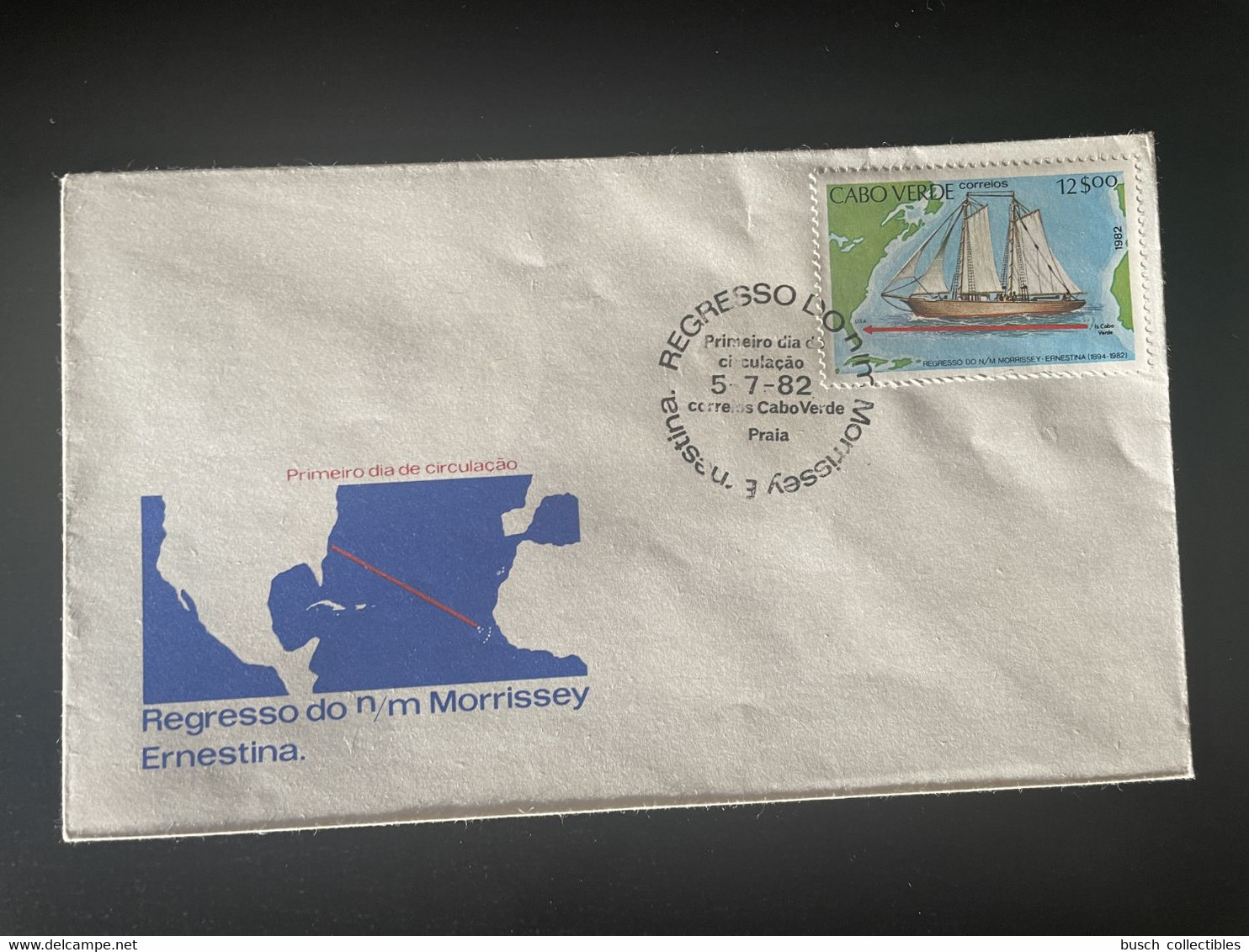 Cape Verde Cabo Verde 1982 Mi. 466 FDC Regresso Ernestina Ship Bateau Schiff Map Karte - Schiffe