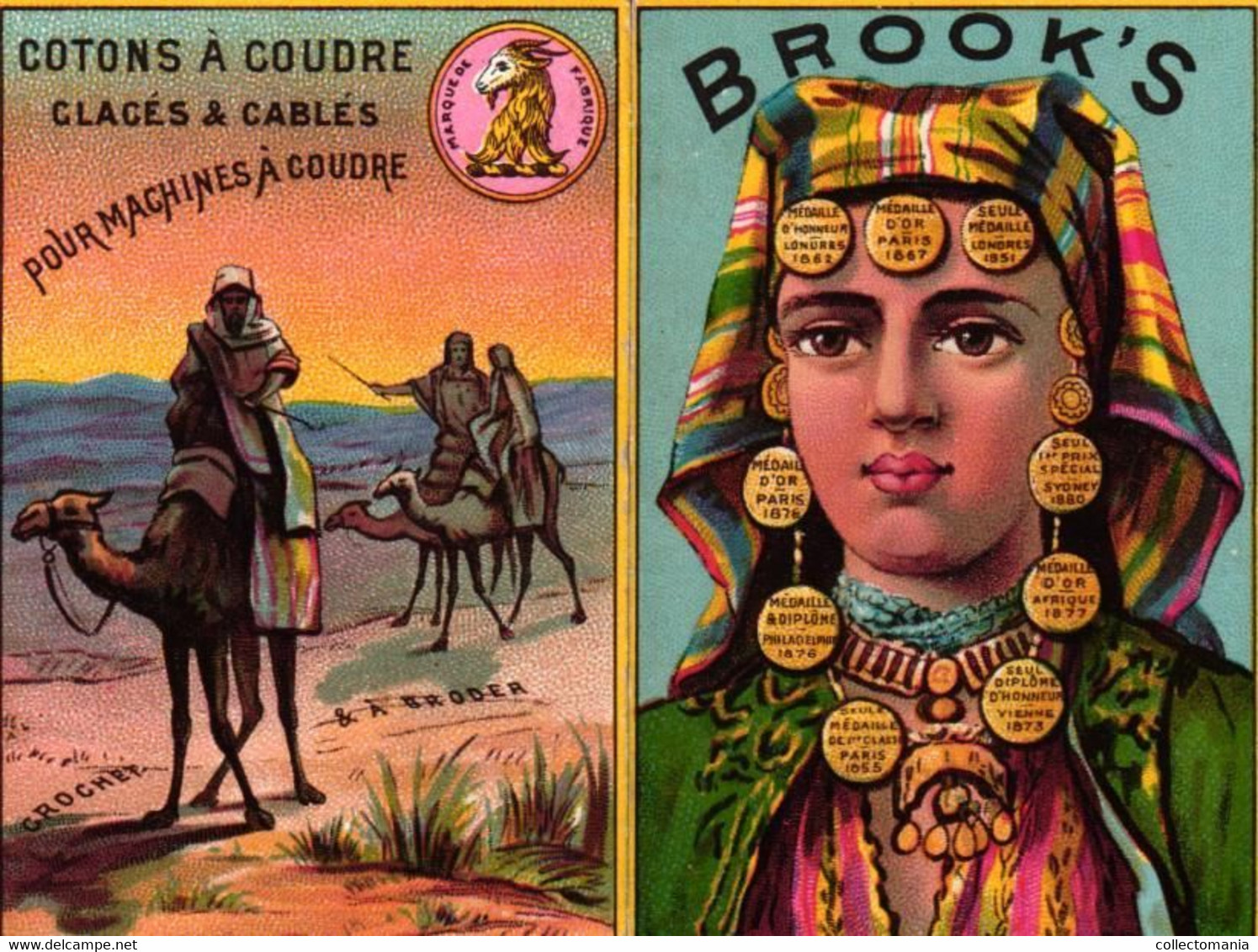 1 Calendrier 1886  BROOK's Coton à Coudre Crochet à Broder Marque JBB De Fabrique Lith.Testu & Massin - Petit Format : ...-1900