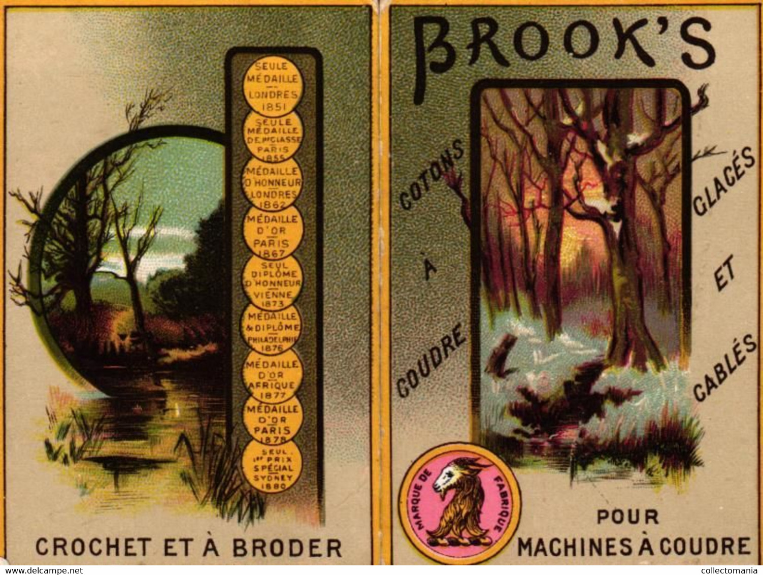 1 Calendrier 1887  BROOK's Coton à Coudre Crochet à Broder Marque JBB De Fabrique Lith. Minot - Tamaño Pequeño : ...-1900