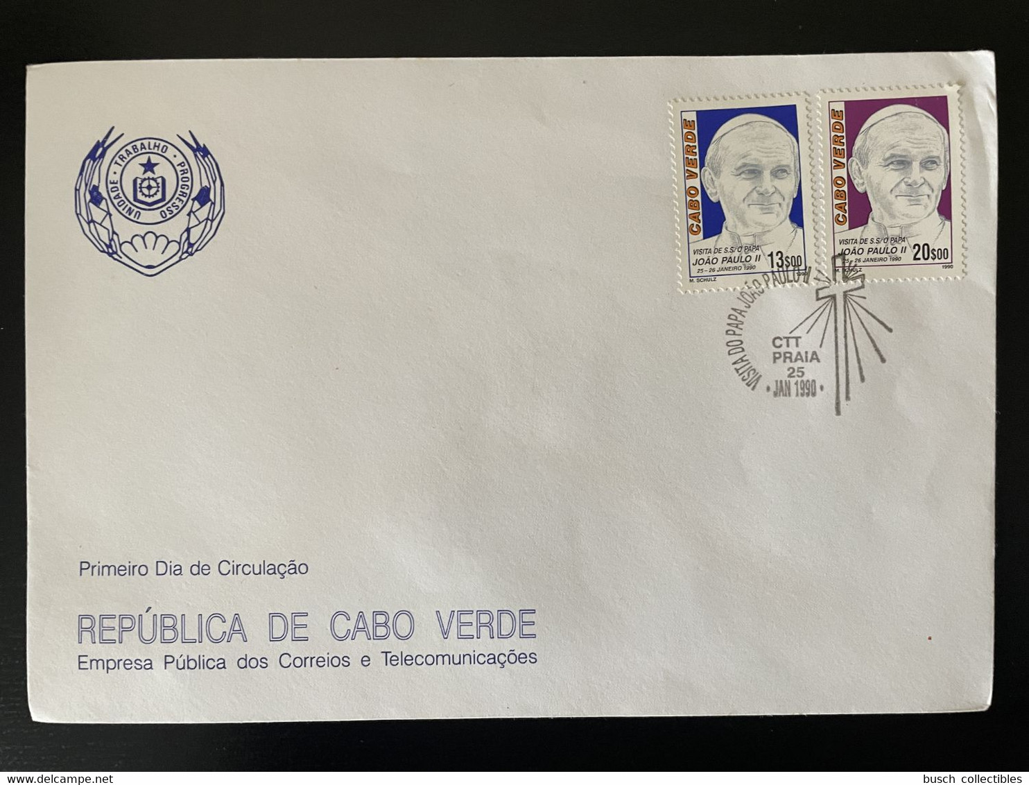 Cape Verde Cabo Verde 1990 Mi. 577 - 588 FDC Papa Joao Paulo II Pope Pape Papst Jean Johannes John Paul II - Cap Vert