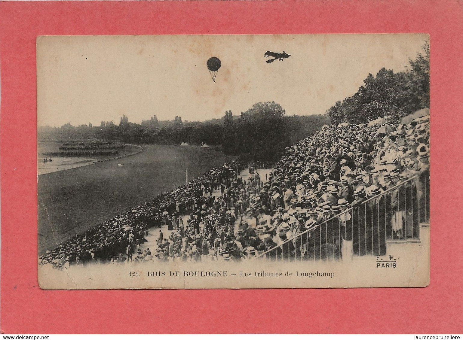 75  BOIS  DE  BOULOGNE    LES  TRIBUNES  DE  LONGCHAMP   (AVION  BALLON  ) - Parken, Tuinen