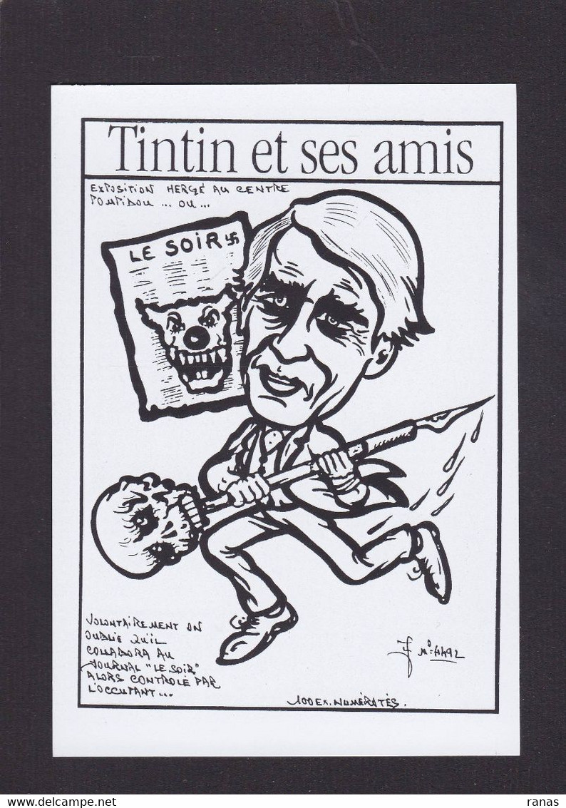 CPM Hergé Tintin Par JIHEL Tirage Limité Signé En 100 Ex. Numérotés Satirique Caricature - Stripverhalen