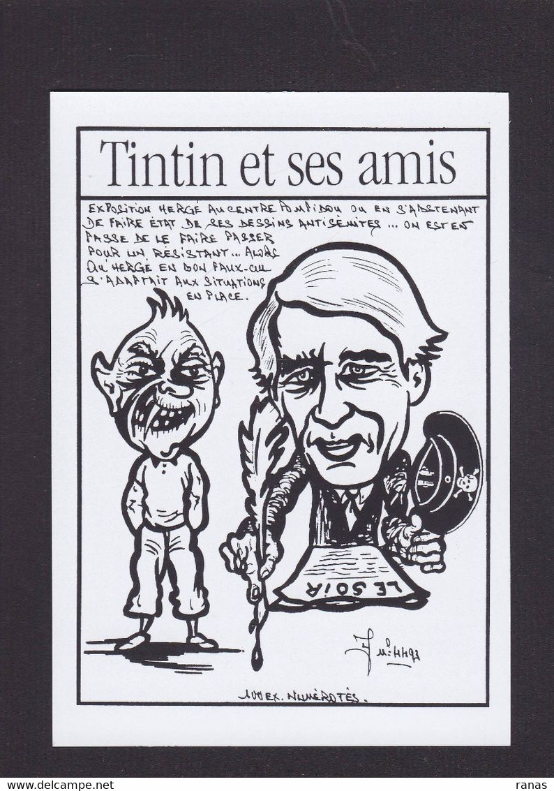 CPM Hergé Tintin Par JIHEL Tirage Limité Signé En 100 Ex. Numérotés Satirique Caricature - Bandes Dessinées