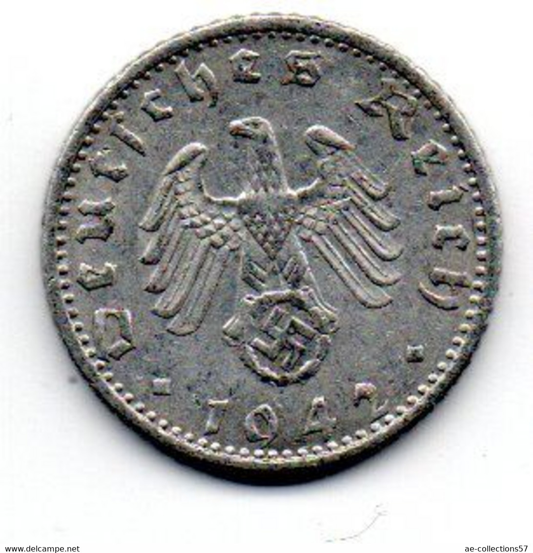 50 Reichspfennig 1942 F TB+ - 50 Reichspfennig