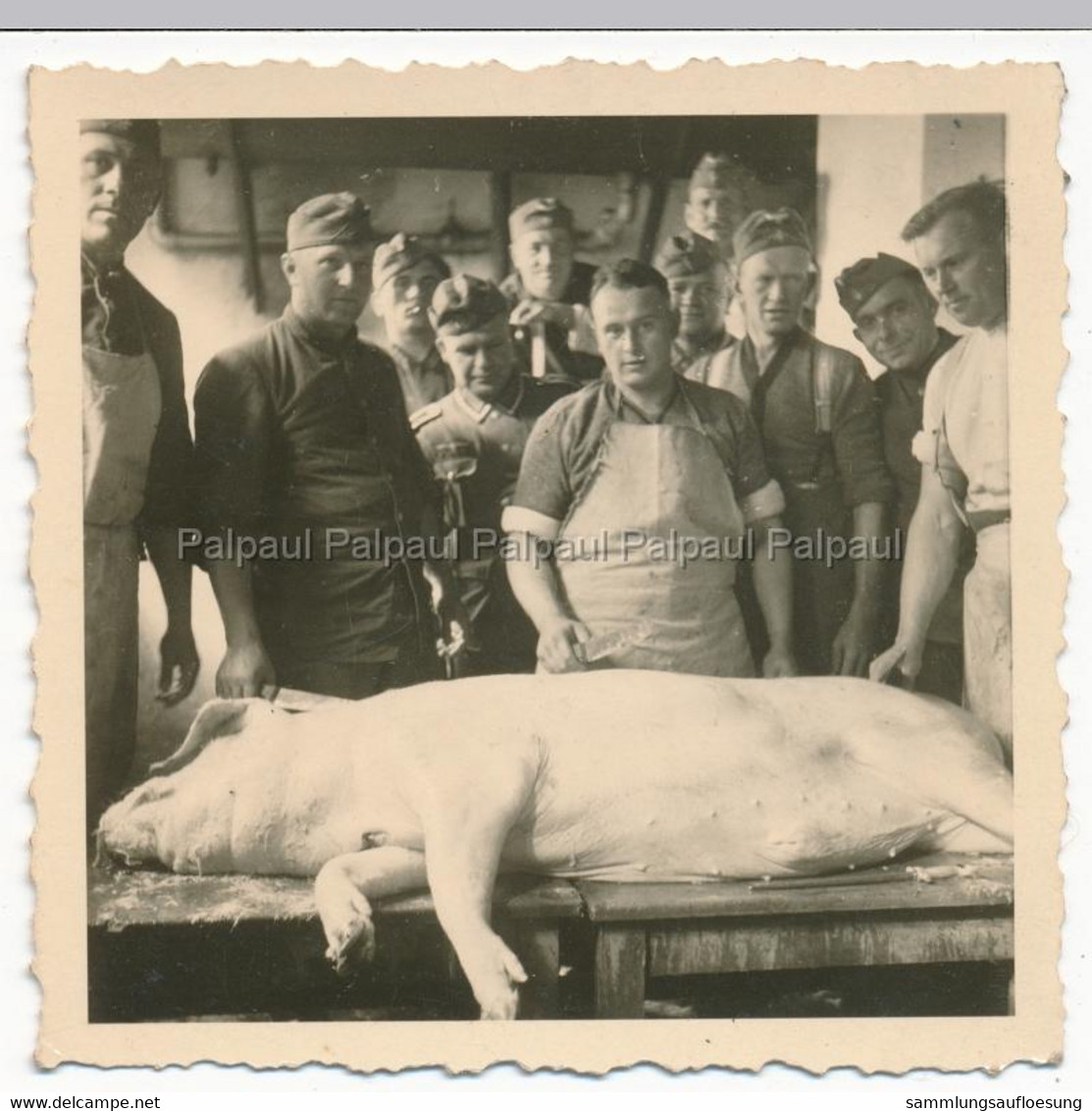 Saint Jean (08) France Soldats Allemands Deutsche Soldaten Charcutier Boucher Butcher Metzger Schwein Porc Pig - Guerra, Militari