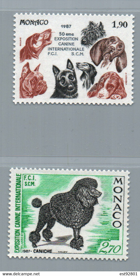 Monaco 1987 - Yt N° 1575 / 1576 (50e Exposition Canine Internationale) - Neuf** - Other & Unclassified