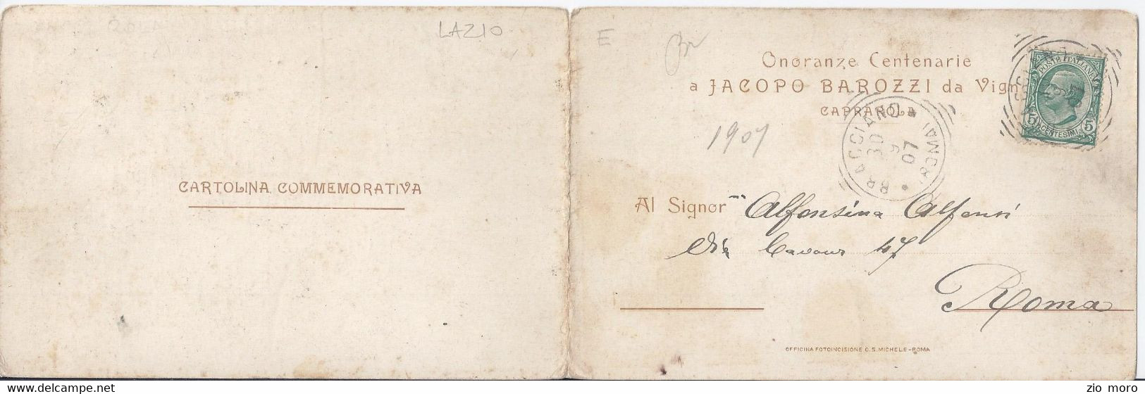 Doppia -Cartolina Commemorativa "JACOPO BAROZZI Da Vignola" Caprarola - Onoranze Centenaria 1907 Precursoria - Historia