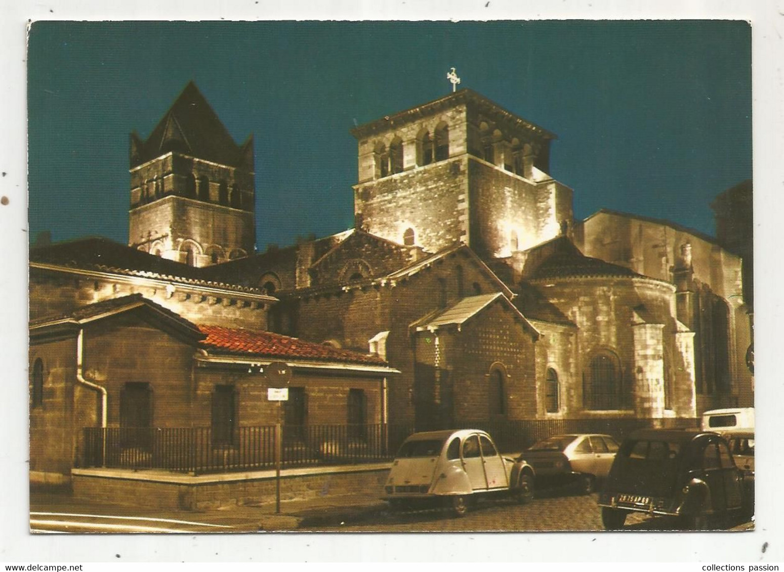 Cp, Automobile , CITROEN 2 CV...69 , LYON, Basilique Saint Martin D'Ainay , Voyagée 1989 - Passenger Cars