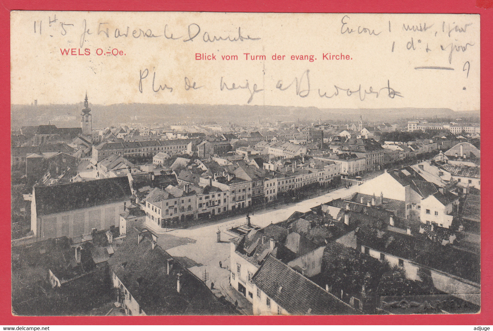 AK- WELS - 1910- Blick Vom Turm Der Evang. Kirche * Ed. H Seibt, Meissen, 2215* 2 Scans - Wels