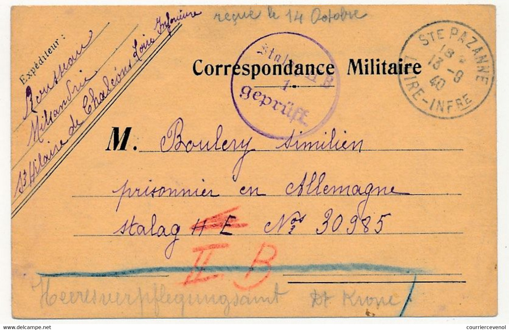 KRIEGSGEFANGENENPOST - Carte Postale D'édition Privée Pour Le Stalag II B - Censeur 1 - 1940 - Prisonnier Français - Guerra De 1939-45