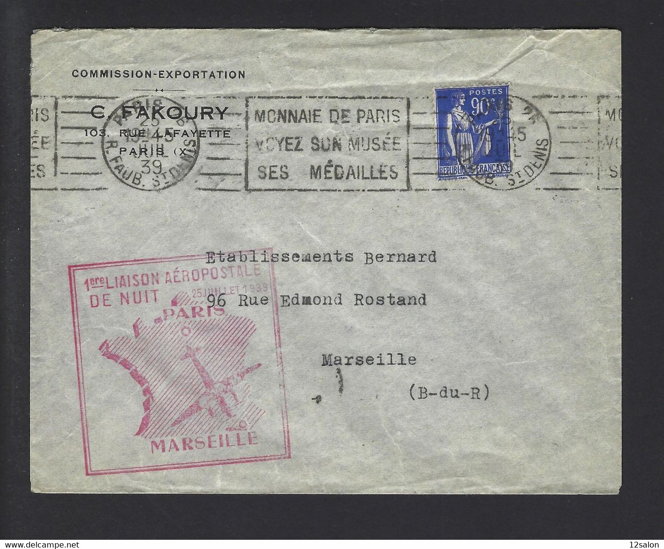 FRANCE PARIS MARSEILLE 1939 - Vliegtuigen