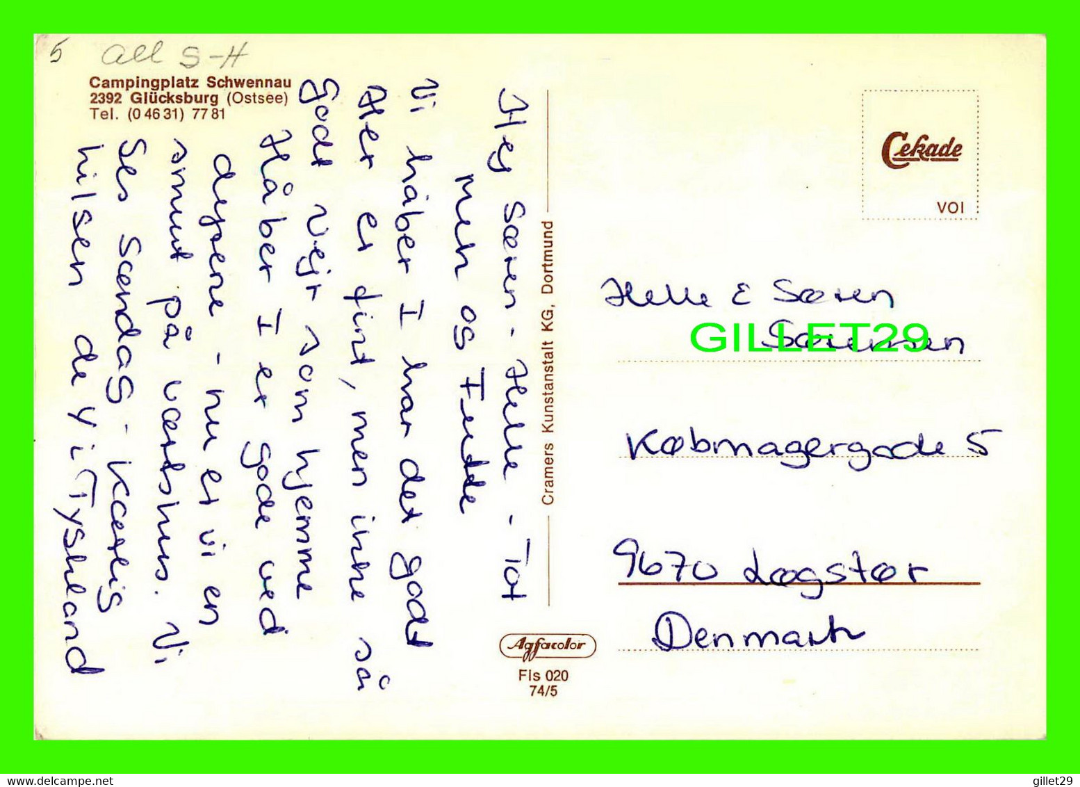 GLUCKSBURG, GERMANY - CAMPINGPLATZ SCHWENNAU - ANIMATED -  WRITTEN - CRAMERS KUNSTANSTALT KG - - Gluecksburg