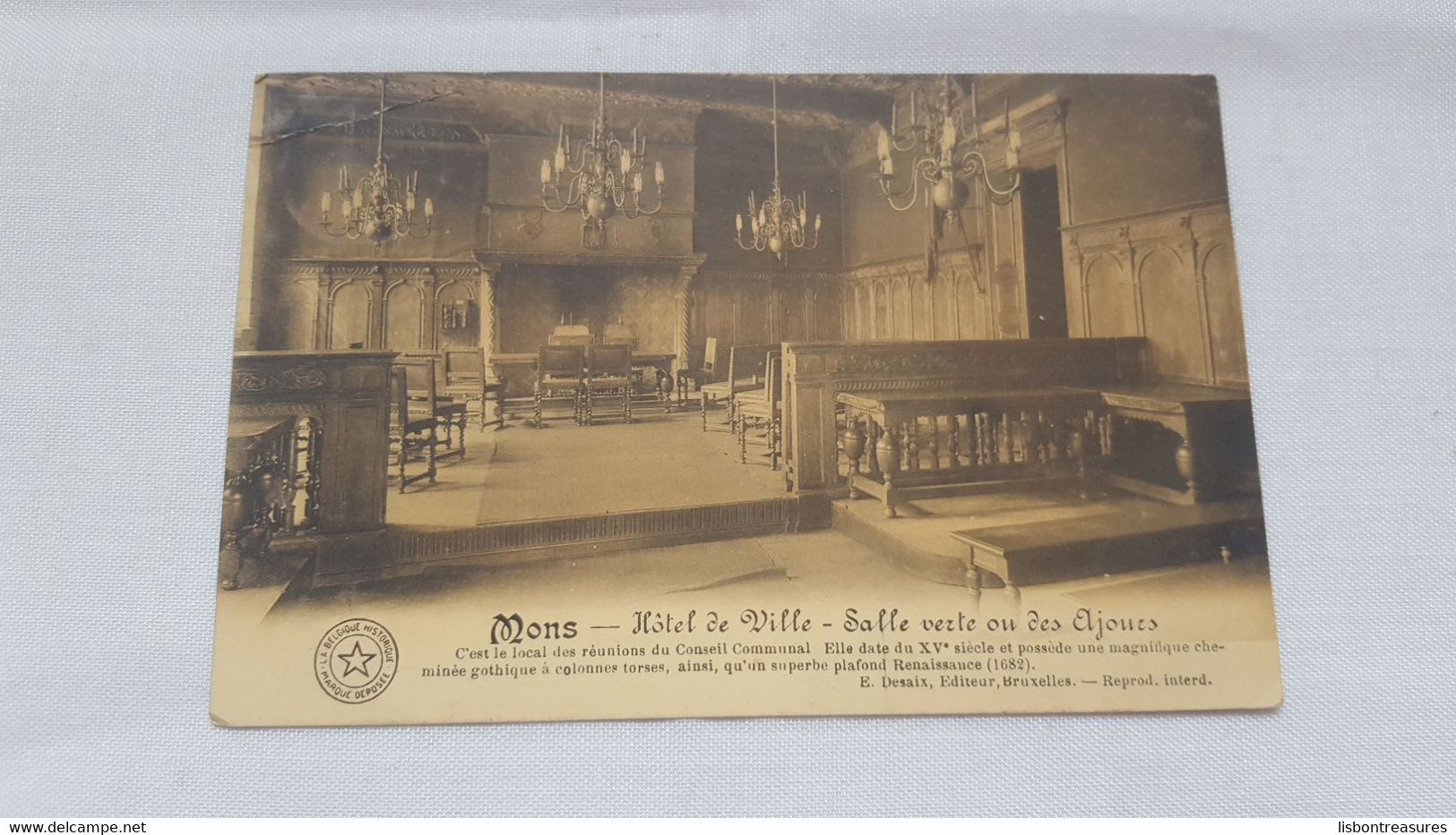 ANTIQUE POSTCARD BELGIUM MONS - HOTEL DE VILLE - SALLE VERTE  CIRCULATED 1912 - Mons
