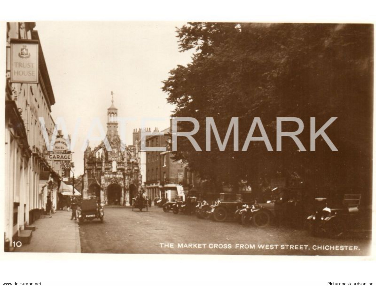 CHICHESTER THE MARKET CROSS FROM WEST STREET OLD R/P POSTCARD SUSSEX - Chichester