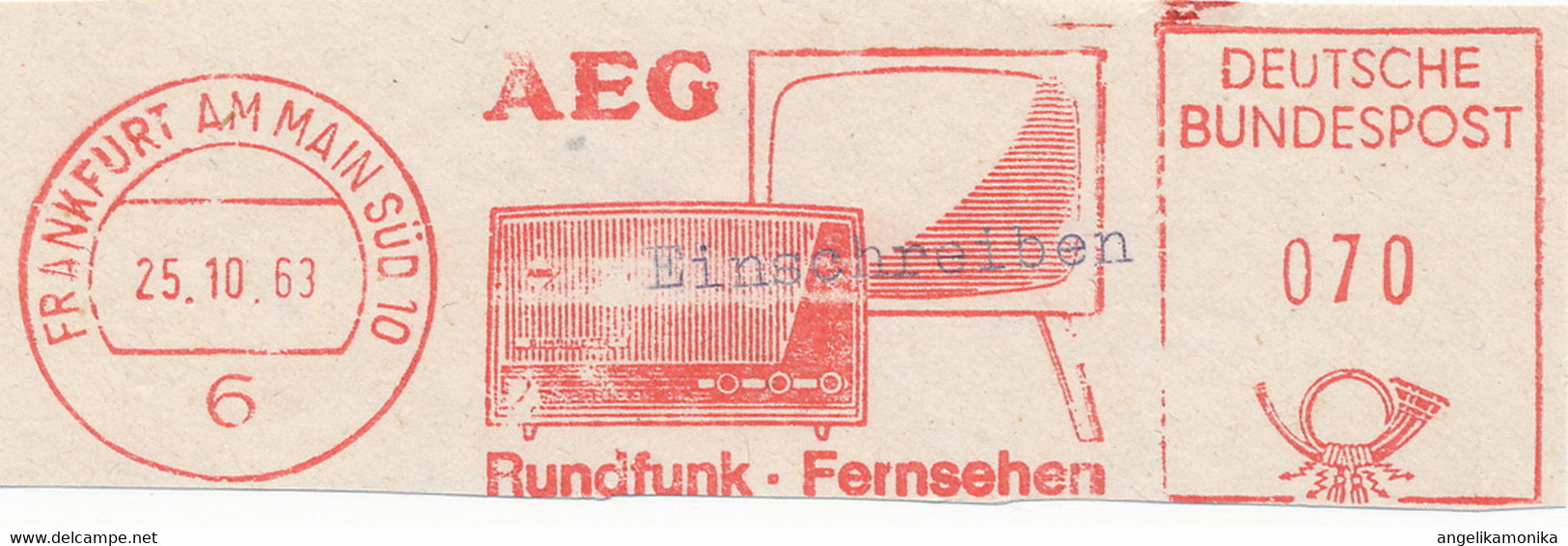 Freistempel Kleiner Ausschnitt 618 AEG Radio Rundfunk Fernsehen - Macchine Per Obliterare (EMA)