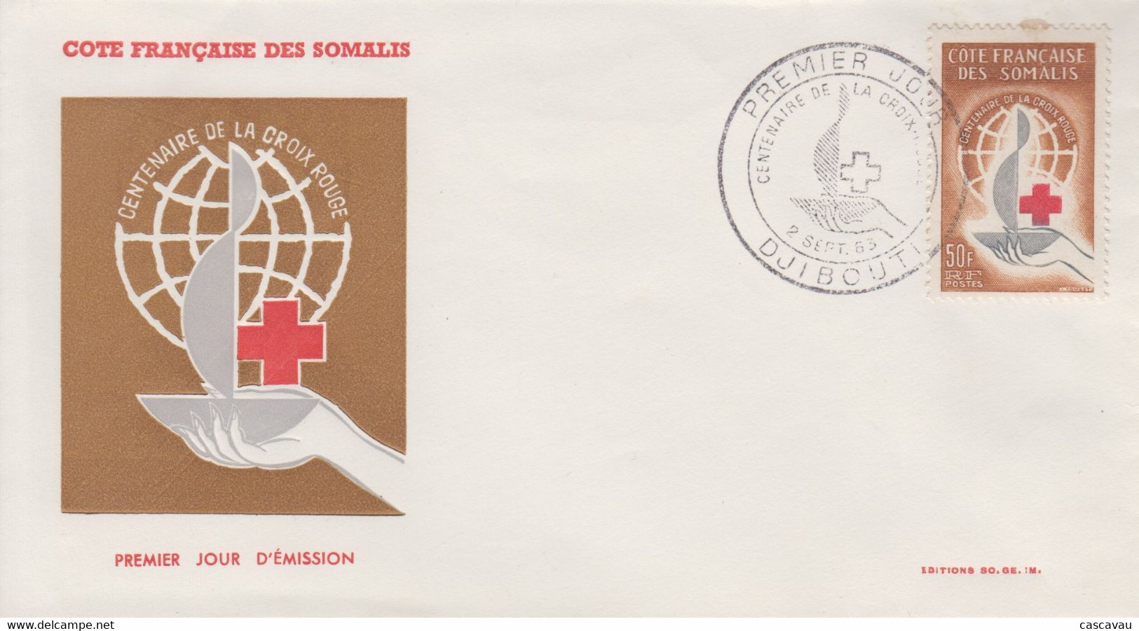 Enveloppe  FDC  1er  Jour   COTE  FRANCAISE  DES  SOMALIS    CROIX  ROUGE    1963 - Sonstige & Ohne Zuordnung