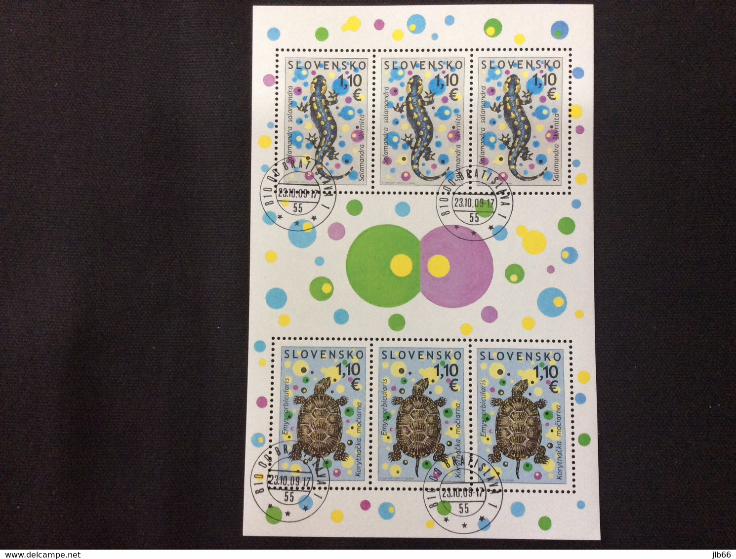 Bloc De 3X2 Timbres Salamandre Tortue Oblitéré  YT 540/541 (tir. 25000 Feuillets!) Used Mi 621/622 Turtle - Oblitérés