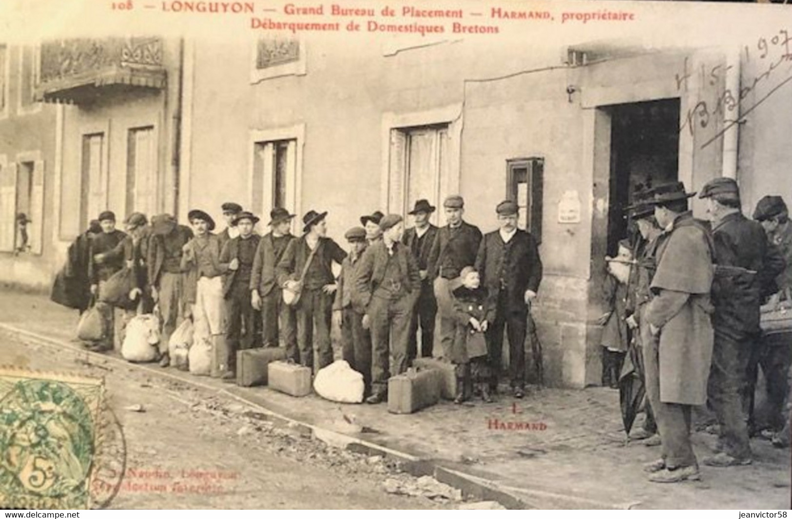 108 Longuyon Grand Bureau De Placement Harmand Propriétaire Débarquement De Domestiques Bretons - Longuyon