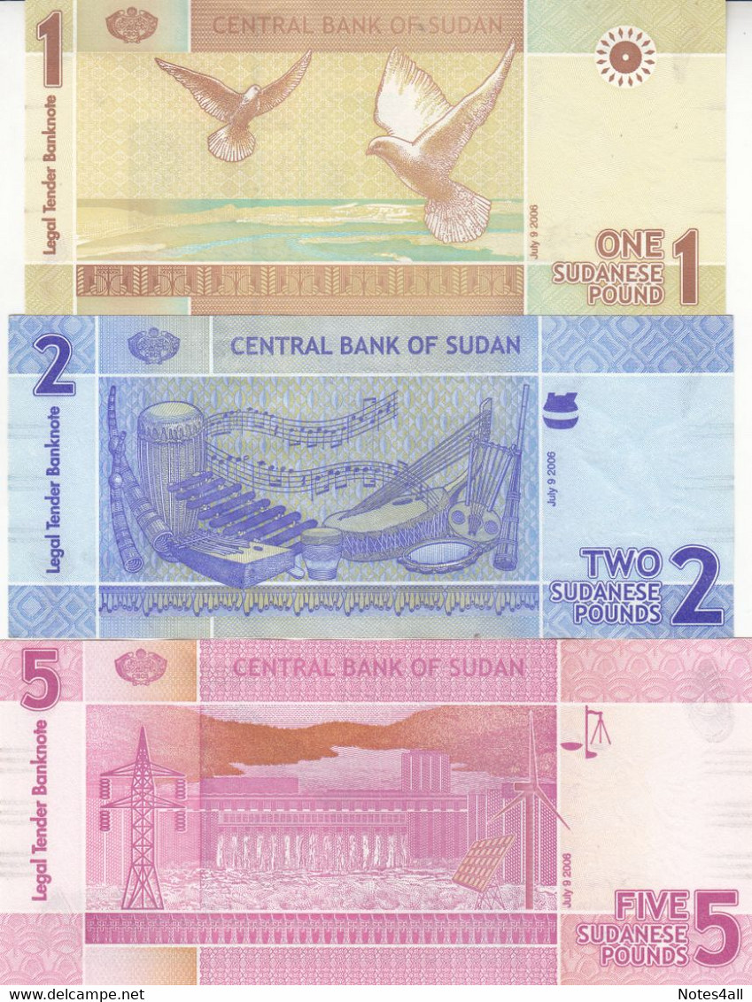 SUDAN 1 2 5 10 20 50 POUNDS 2006 P-64 65 66 67 68 69 EF/XF CRISP SET - Sudan