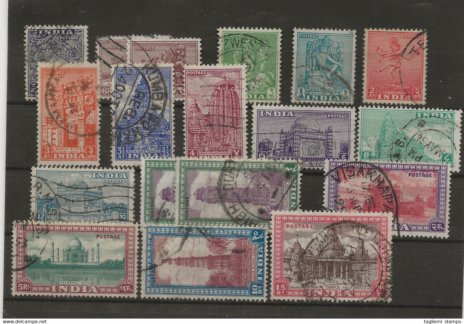 India, 1949, SG 309 - 324, Complete Set Of 16, Used (including 6p And 1R Watermark Variance) - Used Stamps