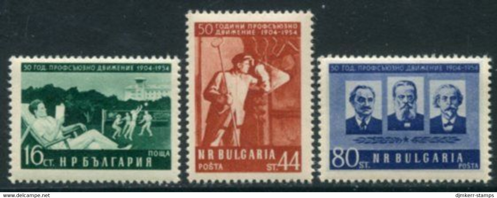 BULGARIA 1954 Trades Unions Anniversary MNH / ** .  Michel 932-34 - Ongebruikt