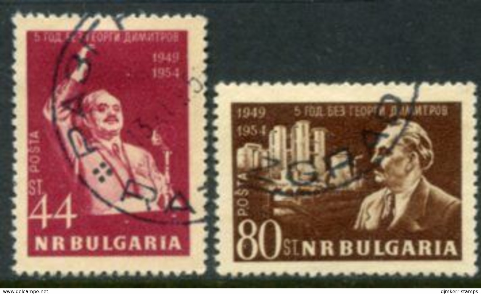 BULGARIA 1954 Dimitrov Death Anniversary Used.  Michel 916-17 - Usati