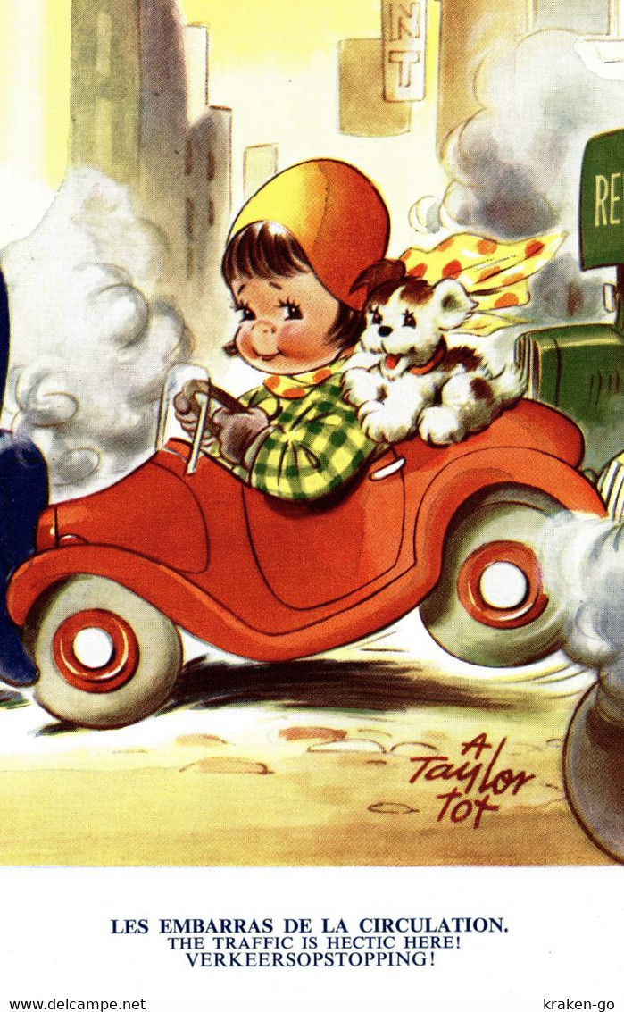 CPA A. TAYLOR - Bambini, Children, Enfants - Auto, Voitures, Car - Cane, Chien, Dog - NV - T019 - Taylor