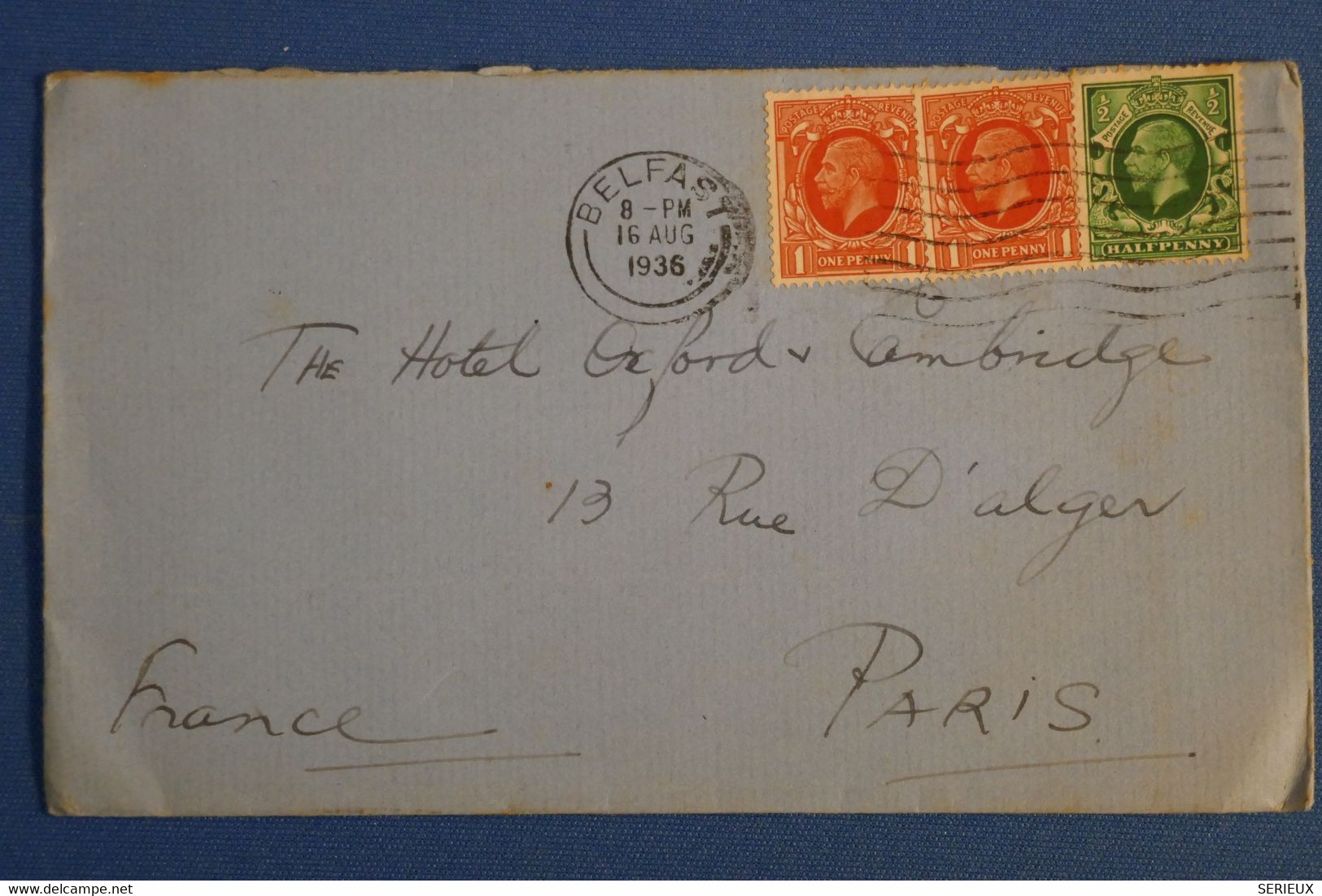 P23 IRLANDE BELLE LETTRE RARE 1936 BELFAST  POUR PARIS + AFFRANCHISSEMENT INTERESSANT - Storia Postale