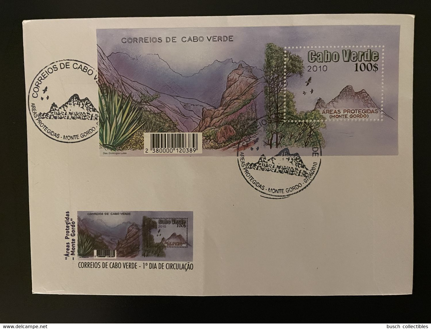 Cape Verde Cabo Verde 2010 Mi. Bl. 42 FDC Areas Protegidas Monte Gordo Birds Oiseaux Vögel - Cap Vert