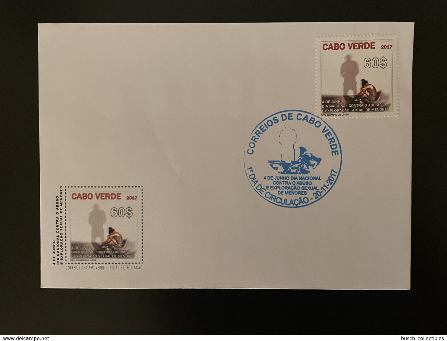 Cape Kap Verde Cabo Verde 2017 Mi. 1049 FDC Abuso Exploraçao Sexual Menores Kinder Children Enfants - Sonstige & Ohne Zuordnung