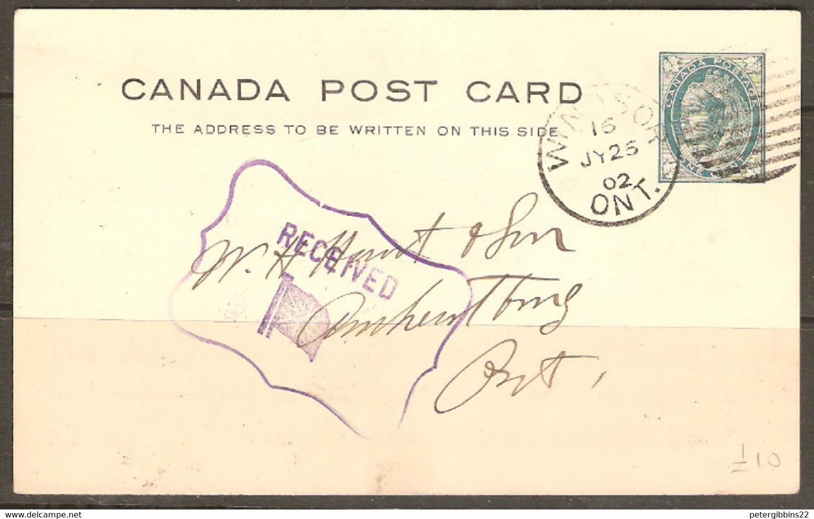 Canada  1902  Post Card  Windsor Ontario J F Smythe Groceries - Briefe U. Dokumente