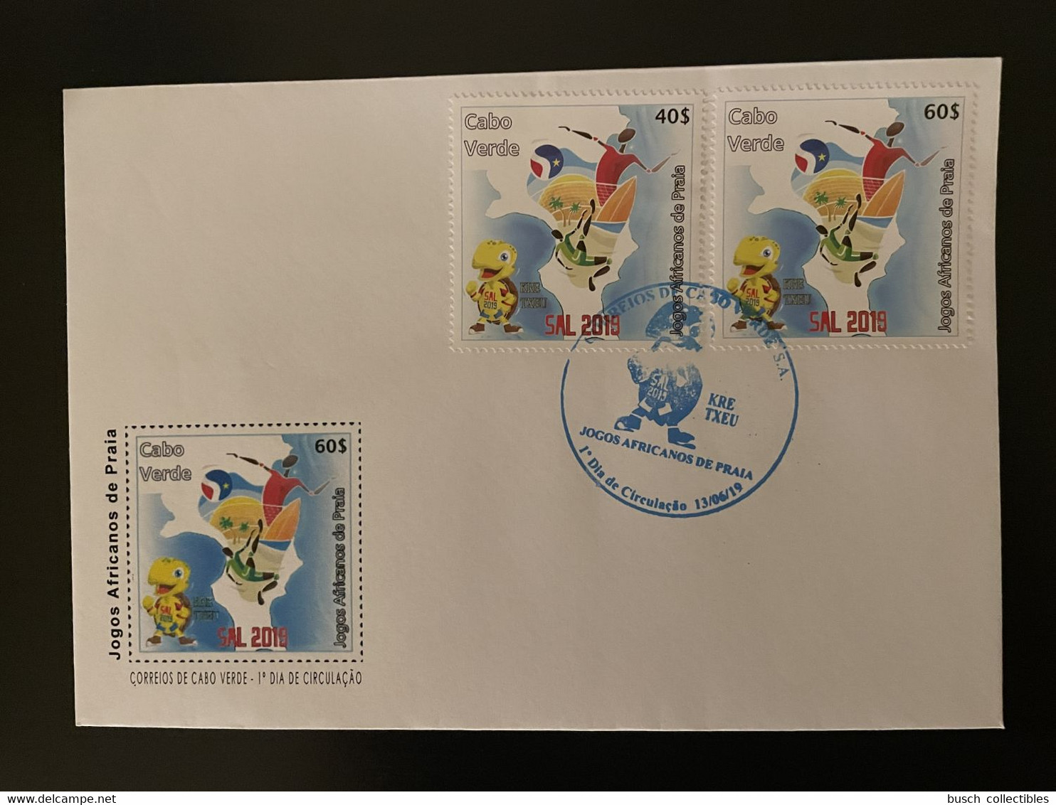 Cape Kap Cabo Verde 2019 FDC Mi. 1052-3 Jogos Africano Praia Sport Games Beach Volley Games SAL 2 Val. - Cape Verde