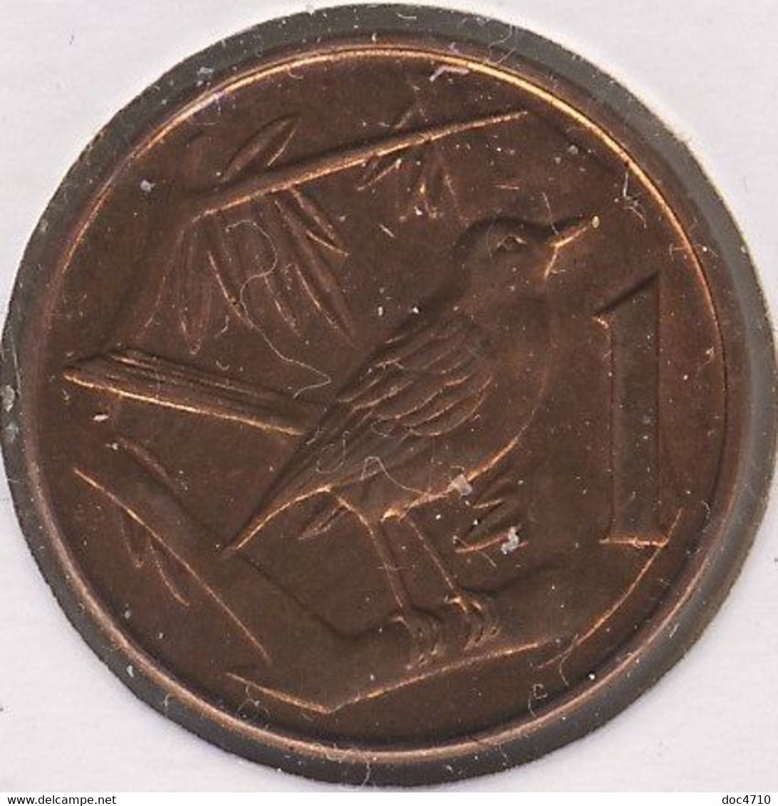 Cayman Islands 1 Cent 2002, Great Cayman Thrush Bird, KM#131, XF- - Cayman (Isole)